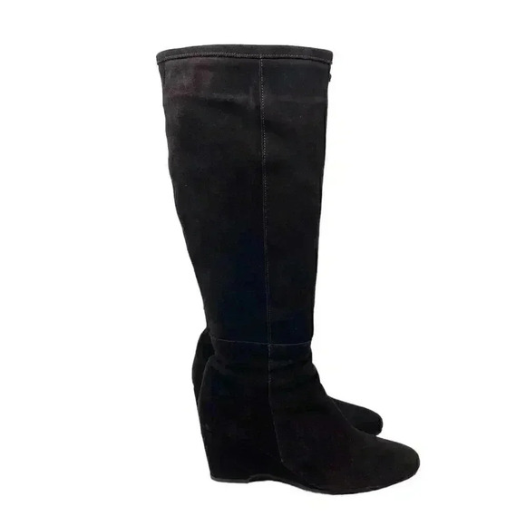 Pepe Jeans Shoes - Pepe Jeans Suede Tall Wedge Heel Boots - Dark Brown - Size 40